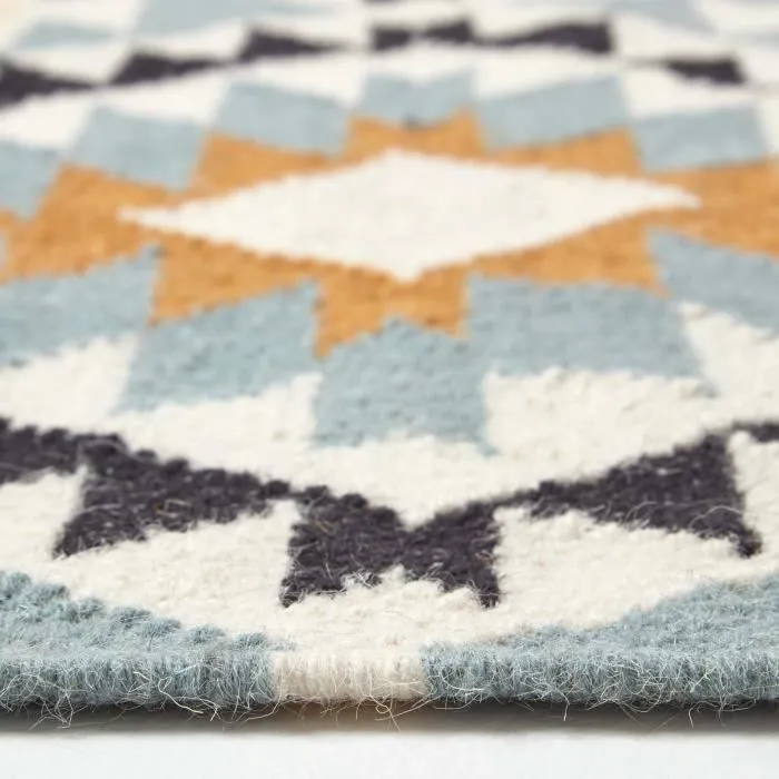 Tapis Kilim en laine à motif géométrique jaune - Agra - 90 x 150 cm-3