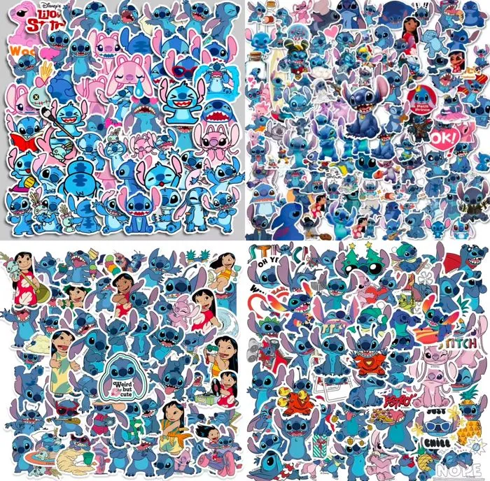 200 Stickers stich autocollant waterproof lilo angel decoration loisir creatif tendance cadeau fille ordi gourde téléphone-0