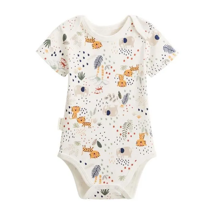 Bebeboutik Lot de 2 bodies bebe manches courtes PETIT BEGUIN Savane Family Kaki Vert Garcon