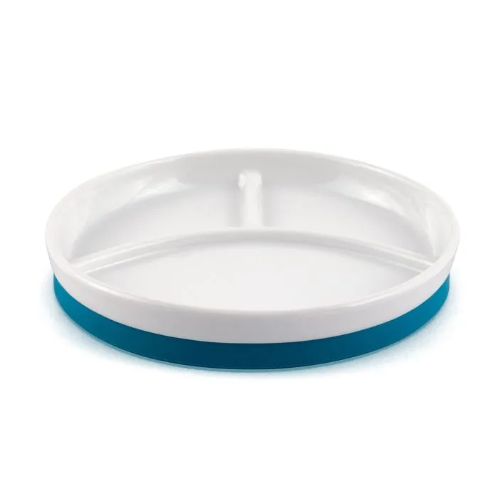 Assiette compartimentée bébé en porcelaine bleu-0