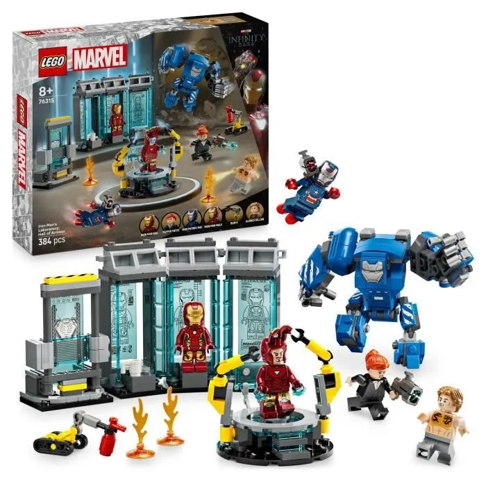 LEGO Marvel 76315 Le Laboratoire d’Iron Man : la Salle des Armures - Jouet garçon, 8 ans-0