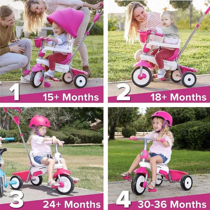 Tricycle - SmarTrike - Breeze Plus - Rose - 4 en 1 - Sécurité accrue - Pour enfants de 15 mois à 3 ans-1
