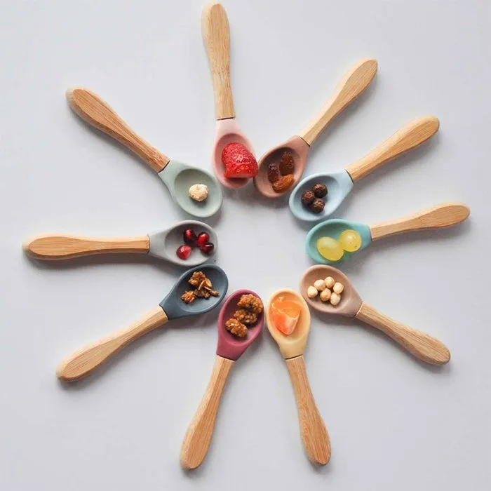 Set de couverts en bambou et silicone - Minikoioi - Caramel - Pour bébé - 14,5 cm x 3 cm-3