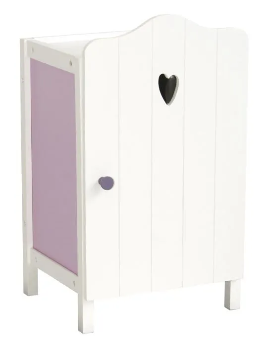 Armoire de Poupée Fienchen - ROBA - Bois Blanc/Lilas - Penderie et Étagère-0