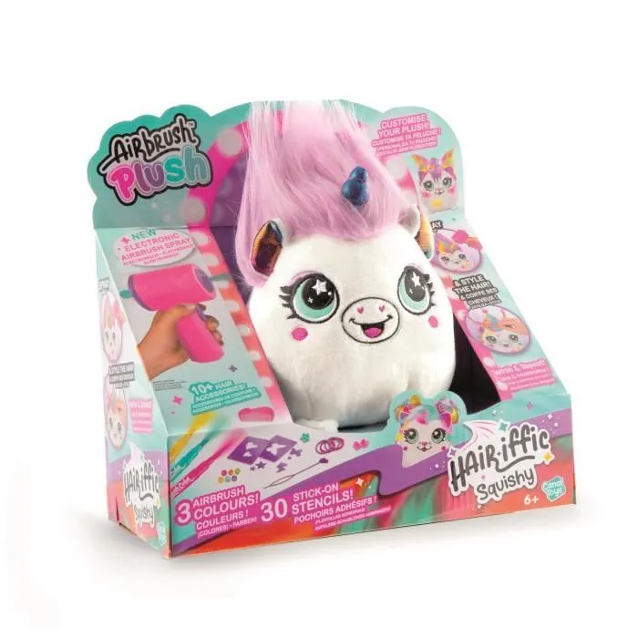 Canal Toys - Airbrush Plush - Peluche Squishy Hair’iffic à coiffer et décorer avec spray électronique, feutres, -AIR 040- aléatoire-5