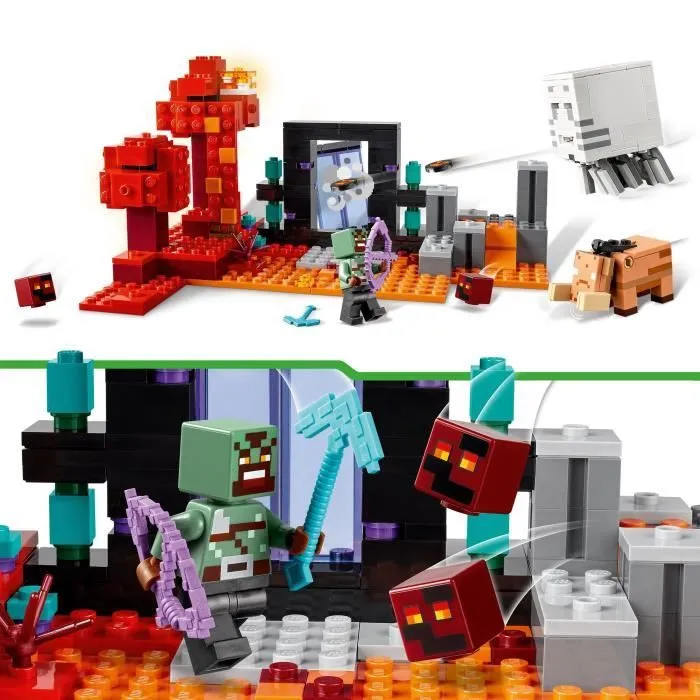 LEGO® 21255 Minecraft L'Embuscade au Portail du Nether, Jouet avec Scènes de Bataille et Minifigurines, Figurine Hoglin-2