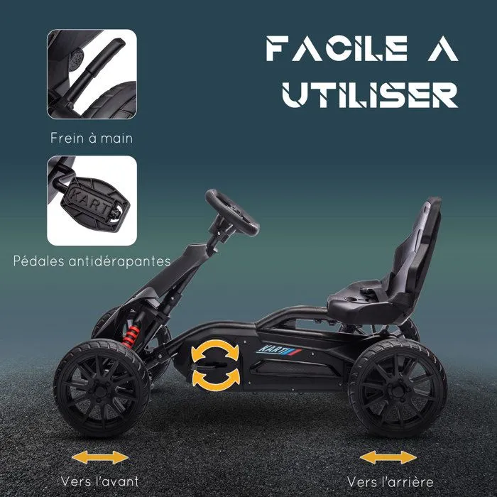 HOMCOM - Kart à pédales pour enfants - Plastique - 100x58x58.5cm - Noir-5