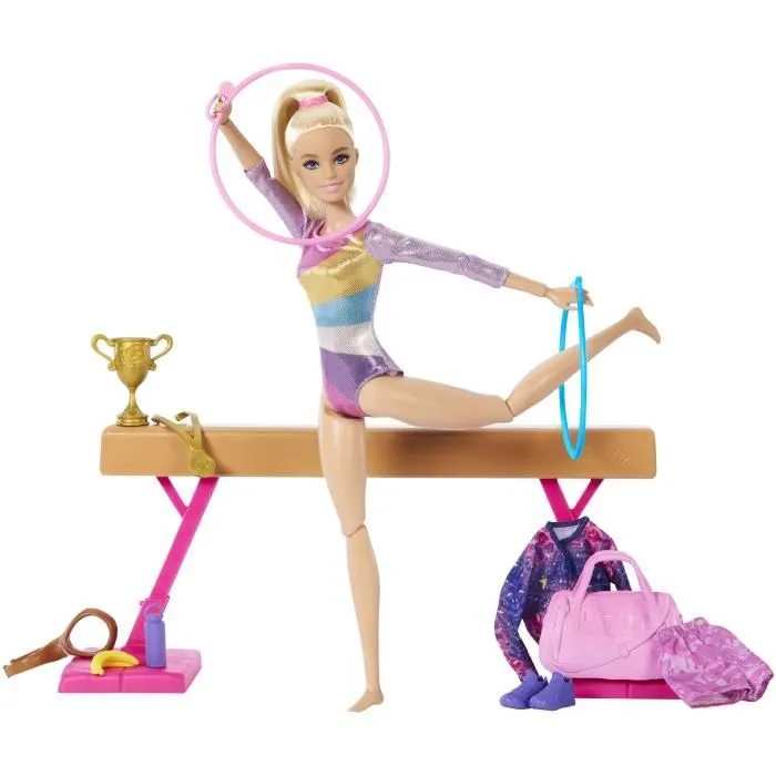 Barbie-Gymnastique-Coffret avec poupée et plus de 10 accessoires HRG52-2