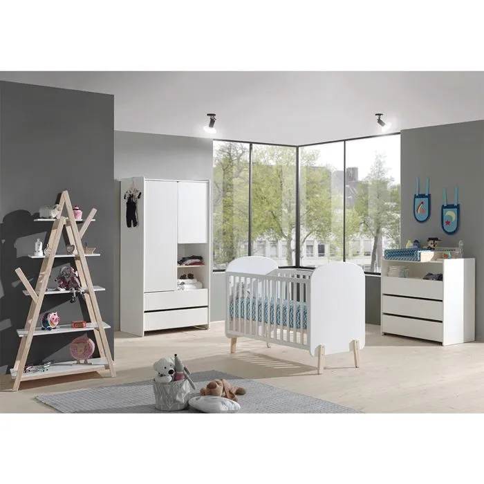 Ensemble Chambre Bébé - Vipack - KIDDY - Lit, Commode, Plan à Langer, Armoire, Bibliothèque-0