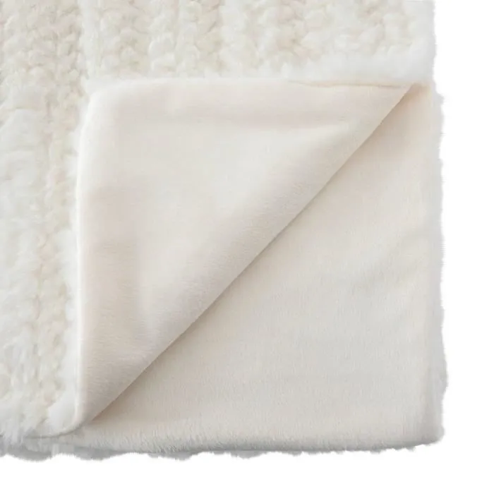 Plaid en fausse fourrure 160x120cm blanc ivoire - ATMOSPHERA - Liani - Polyester - Autres motifs-1