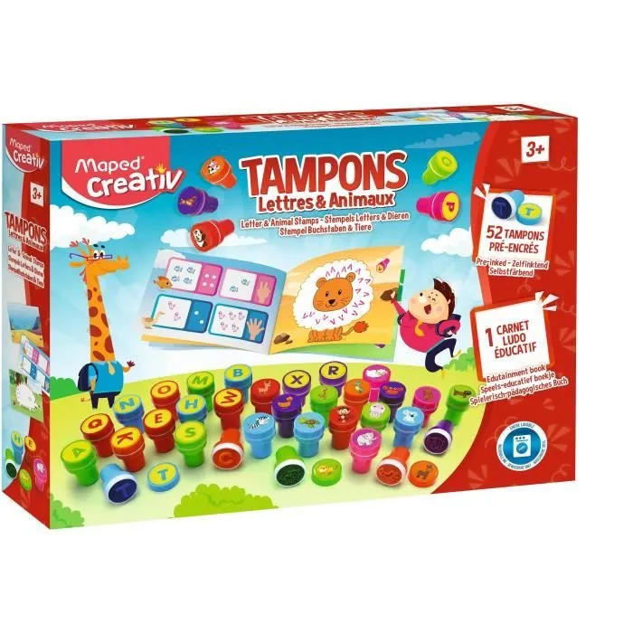 Tampons Lettres & Animaux MAPED - Coffret ludo-éducatif pour enfants à partir de 3 ans-1