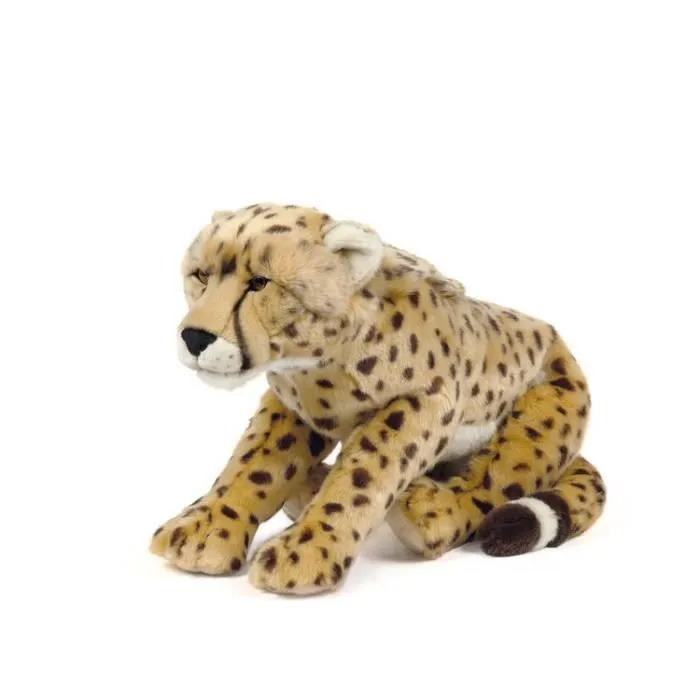 Peluche Cheetah Living Nature - Grande taille 50cm - Couleur beige et marron-0