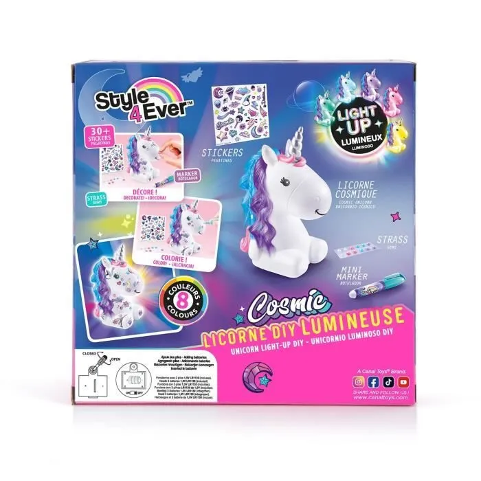 Figurine à décorer - Canal Toys - Licorne Cosmique DIY Lumineuse - Édition Collector - Stickers et Strass inclus-7