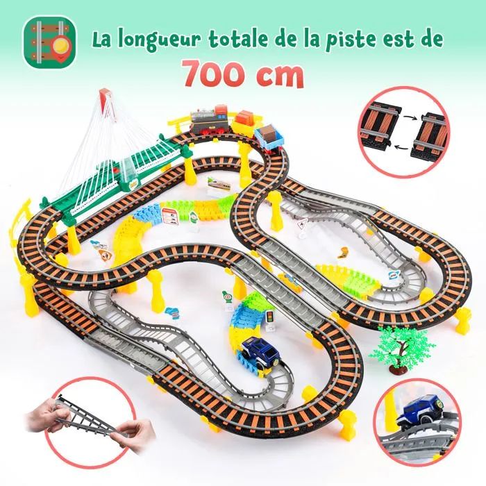 Train électrique avec circuit automobile - Kinderplay - KP0635 - 192 éléments - 89x69 cm - À partir de 3 ans-4