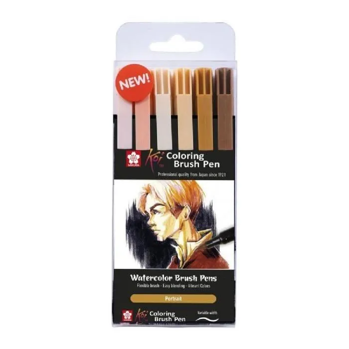 Feutres pinceau - SAKURA - KOI Coloring Brush Pen - Set de 6 - Pointe pinceau - Pour artistes-0