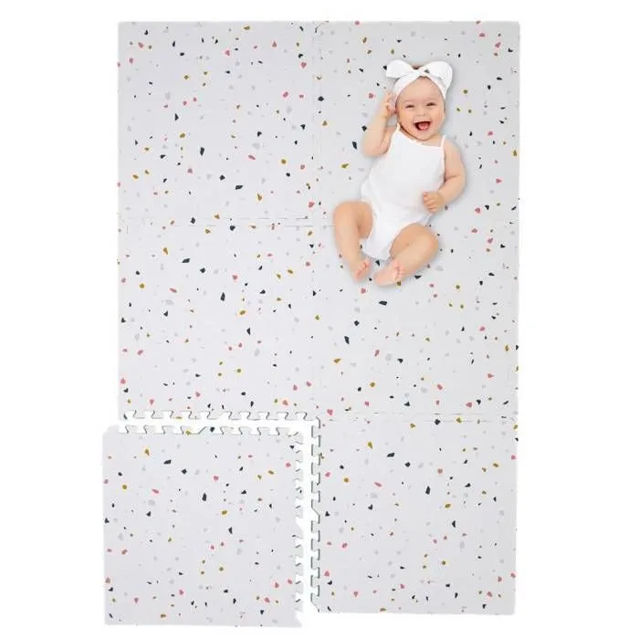 Tapis d éveil et jeux Enfant Puzzle Terrazzo Rose - 120 x 180 cm - Géant - Mousse EVA sûre et durable - Kidolo-1