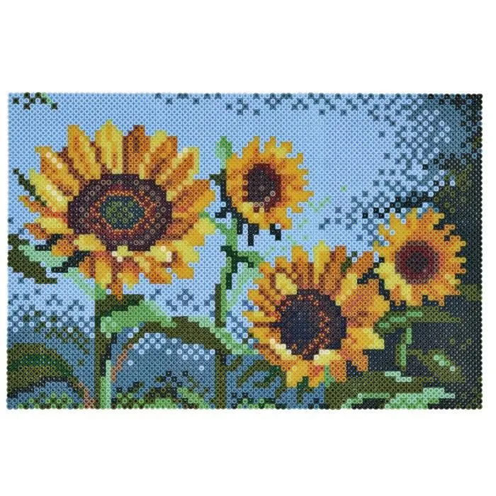 Kit perle à repasser et plaque - Hama - Tournesols - Fleur - Opaque - Blanc-1