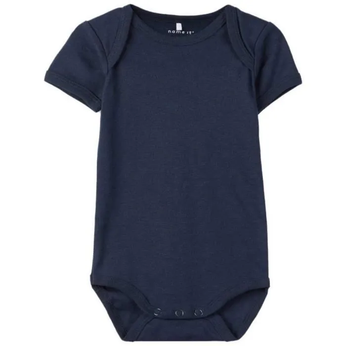 Combinaisons Body 3 Pack - NAME IT - Mixte - Coton biologique - Manches courtes - Bleu-1