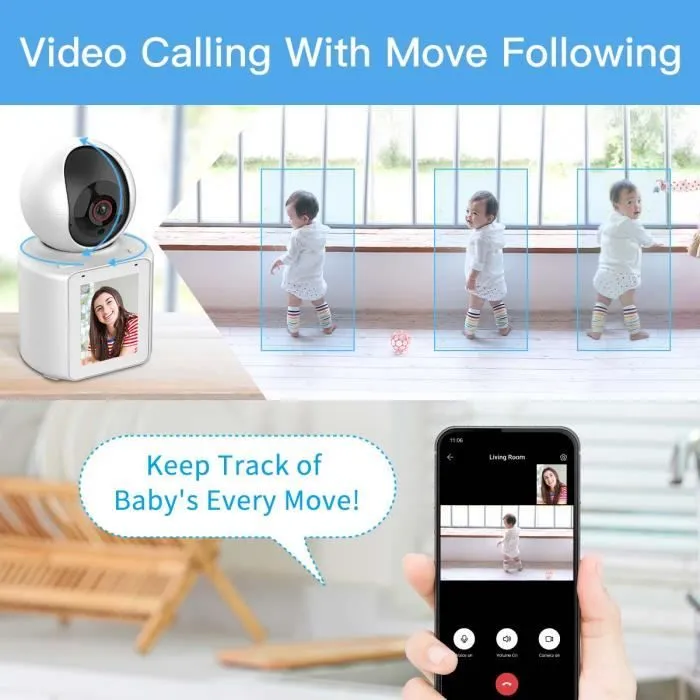 Bébé Moniteur 5" LCD -PIMPIMSKY- Babyphone Vidéo- Ecoute Bébé Video- Camera Surveillance avec écran d'affichage-Couleur-2