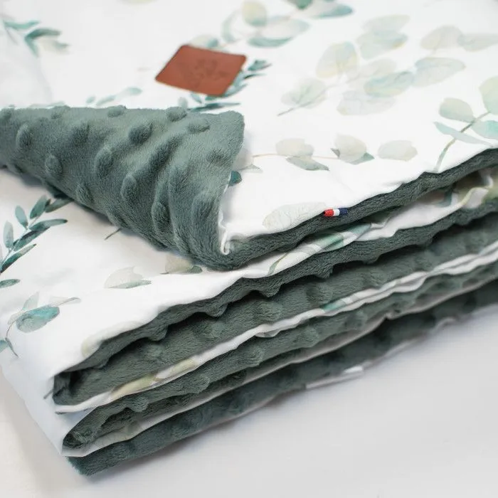 Couverture réversible en minky Eucalyptus 100x150 cm Vert-3