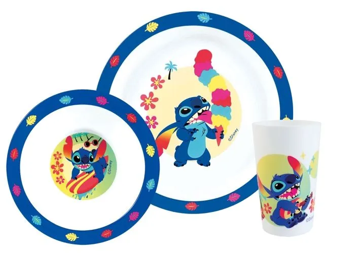 DISNEY LILO ET STITCH - Ensemble repas 3 pièces (assiette,bol, verre)-0