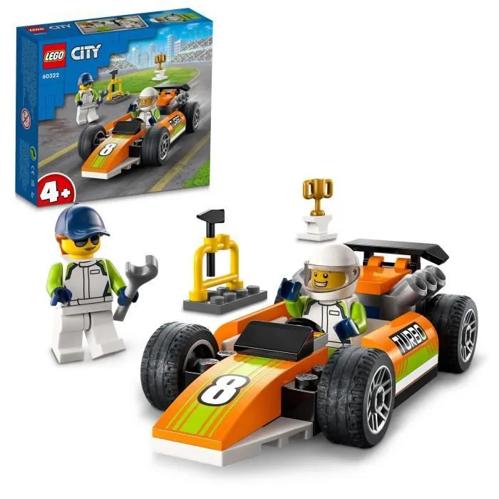 LEGO® 60322 City Great Vehicles La Voiture de Course, Jouets Créatifs Style Formule 1 pour Enfants +4 Ans, avec Minifigures-0