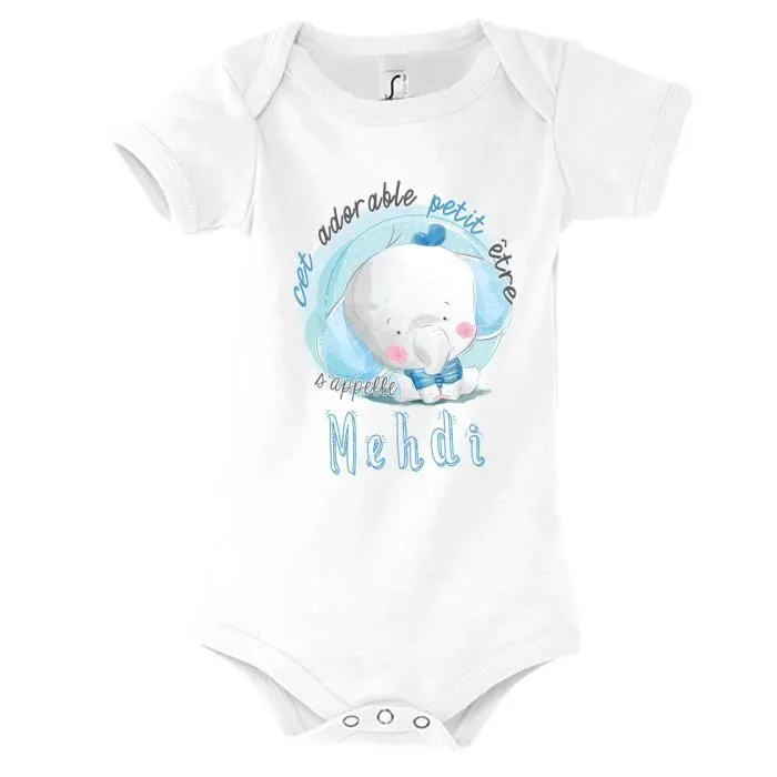 Medhi | Body avec Manche pour bébé garçon - Collection prénom Cute Mignon pour Nouveau né-0