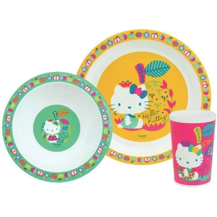 Ensemble repas pour enfant HELLO KITTY - FUN HOUSE - Assiette 22cm, bol 16cm, verre 220ml-2