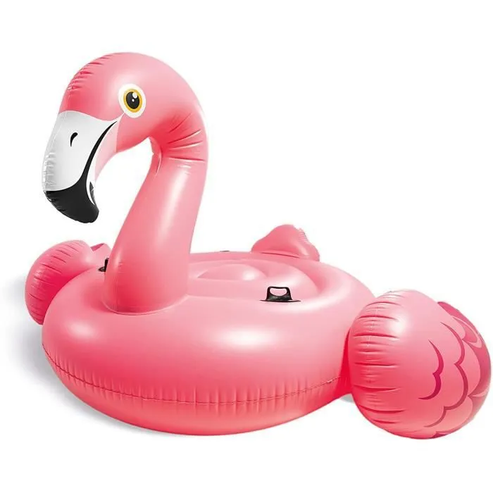 Bouée gonflable Flamant Rose Géant 2m - INTEX - Chevauchable - 2 poignées de maintien-0