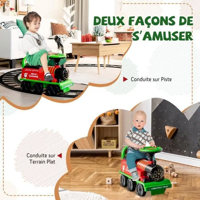 Train Electrique pour Enfants - COSTWAY - Vert - Rail 220cm - Autonomie 3h-1