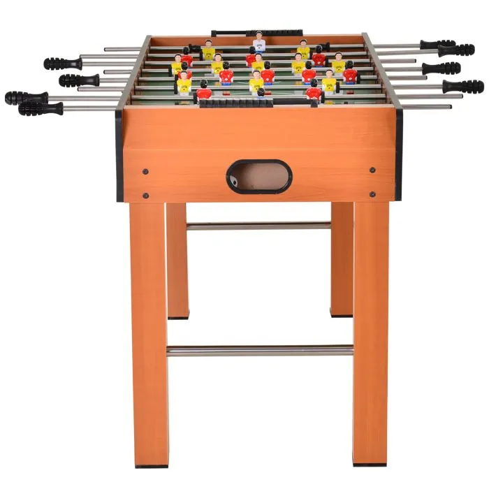 Baby-foot table de Babyfoot jeu de football dim. 122L x 61l x 80H cm 2 balles fournies MDF imitation bois acajou-2