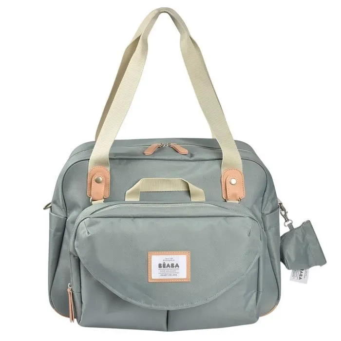 BEABA Sac à langer modulable Genève II, grande contenance, rangements multiples, vert sauge-2