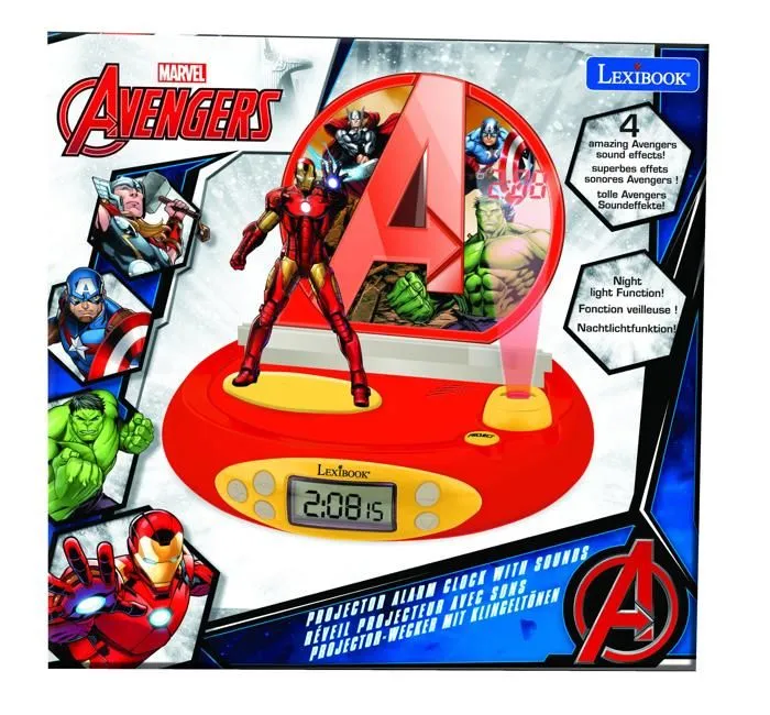 Réveil Projecteur Avengers avec Iron Man en 3D et des sons super-héros-3