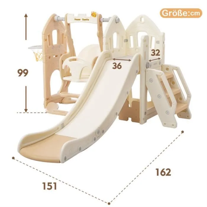 Toboggan 5 en 1 - DREAMMESPACE - Rose antique - Extérieur - 184x179x103 cm - Sécurisé-3