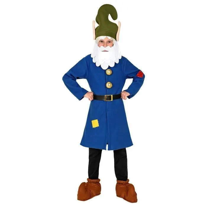 Déguisement lutin bleu enfant - WIDMANN - 5 à 13 ans - Manteau, ceinture et chapeau avec barbe-0