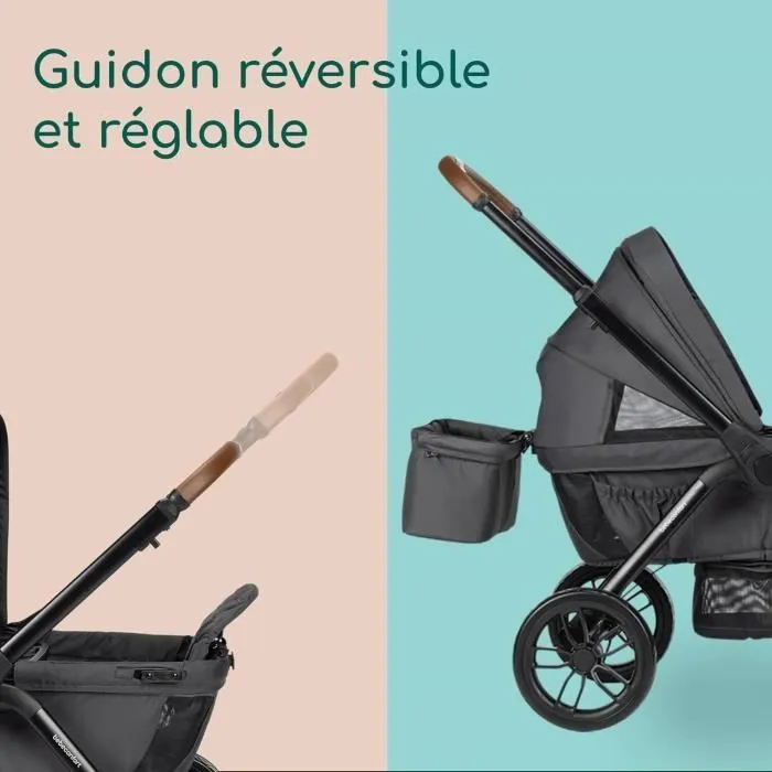 BEBECONFORT HELIOS, Poussette double, tout terrain, compact et pliable, Chariot, de 0 à 4 ans,0 à 22 kg,MINERAL GRAPHITE-4