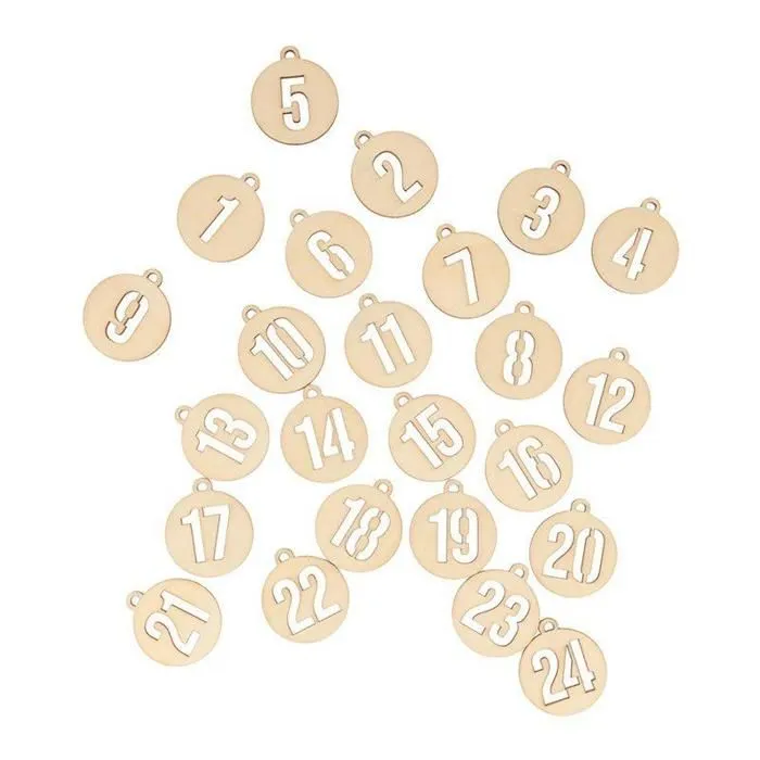 Chiffres ronds en bois calendrier de l'Avent-1