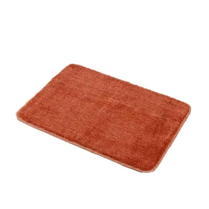 TENDANCE - Tapis de salle de bain Orange Cuivre en Microfibre Confort et Doux 50 x 70 cm-1