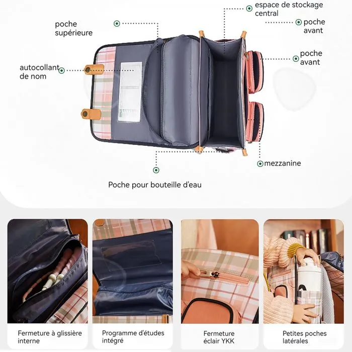 C Sac à dos scolaire 36x33x17cm cartable d'étudiant réduction de la charge angleterre ultra-légère grande capacité rétro cartable-2