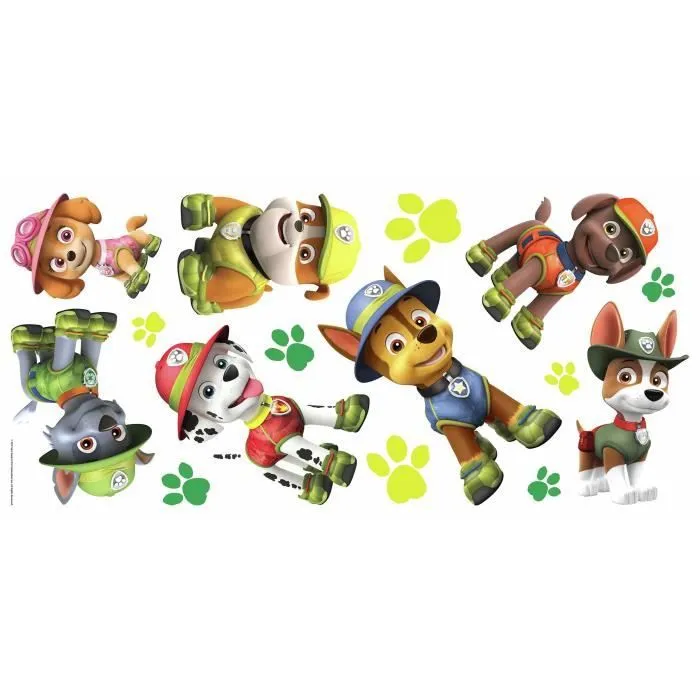 Stickers muraux - ROOM MATES - Pat' Patrouille Jungle - Vinyle - Vert - Noir - Enfant-1
