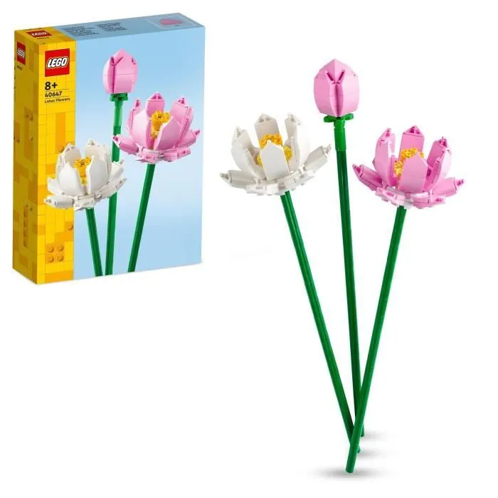 LEGO® 40647 Creator Les Fleurs de Lotus, Kit de Construction pour Filles et Garçons Dès 8 Ans, avec 3 Fleurs Artificielles-0