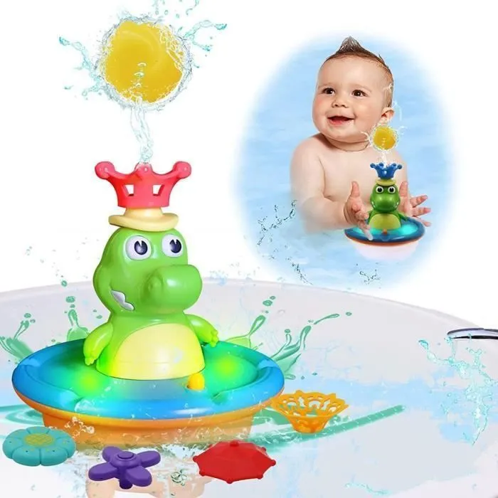 Jouet de Bain pour Bebe Lumineux - Crocodile Piscine Jeux deau - Jouet de Bain LED- 5 Styles de Pulvrisation Jouet de Bain wake-0