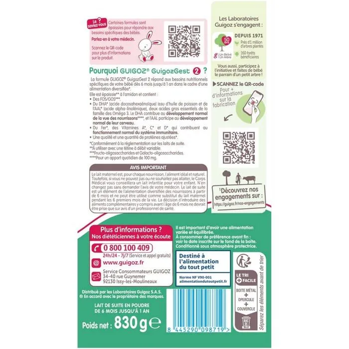 Lait 2e age Guigoz Gest 2 Lait bebe en poudre 2eme age - de 6 a 12 mois - Boite de 830g-2