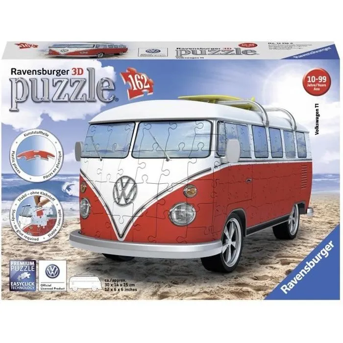 Puzzle 3D Combi T1 Volkswagen - Ravensburger - 162 pièces - sans colle - Enfant 8 ans-0