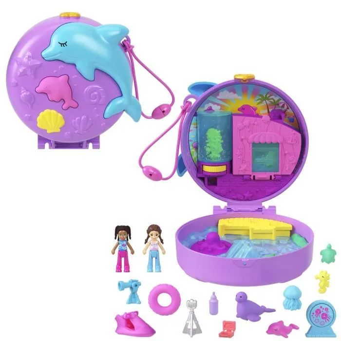 Polly Pocket-Sauvetage du dauphin-Coffret 2 mini-figurines et animaux HWN96-0