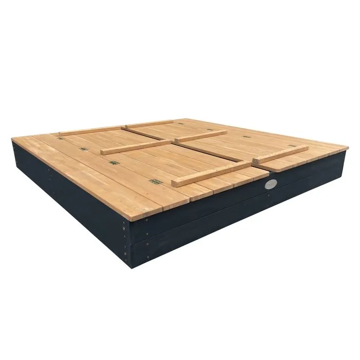 AXI Ella XXL Bac à Sable Enfant Anthracite & Marron | Bac à Sable pour Enfants en Bois FSC avec Couvercle & Banc | 150 x 150 cm-1