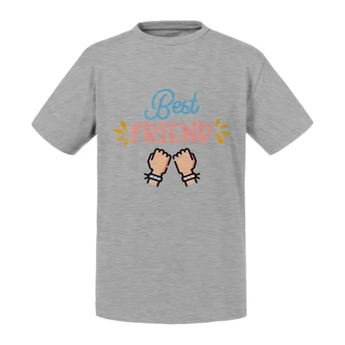 T-shirt Enfant Gris Best Friend Meilleure Copine Fille Amitié Copain-0