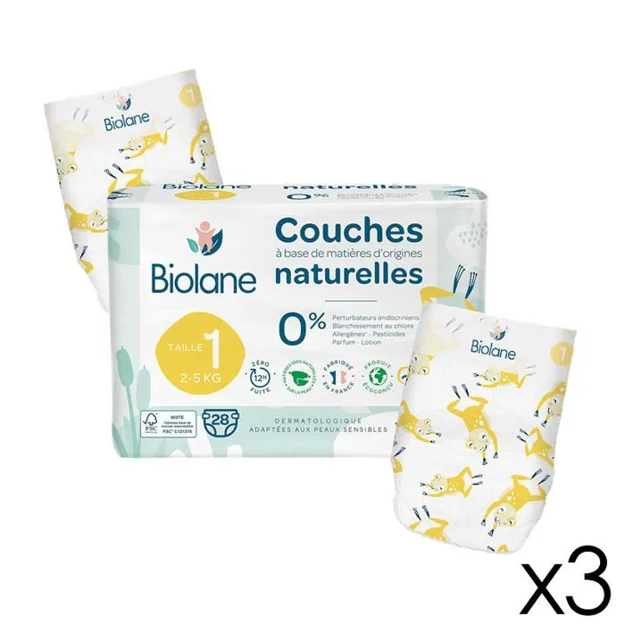 Biolane - Couches Éco Single T.1/2-5kg - 3x28-0