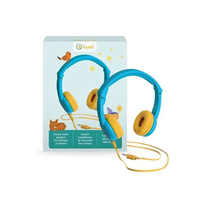 Casque audio - Lunii - FLAM - Bleu et Jaune - Compatible Ma Fabrique à Histoire - Enfant 3 ans+-0