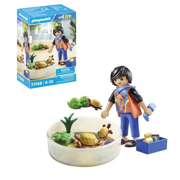 PLAYMOBIL 71748 Garçon avec famille de tortues dans un terrarium, My Life, 20 pièces, Dès 4 ans-2